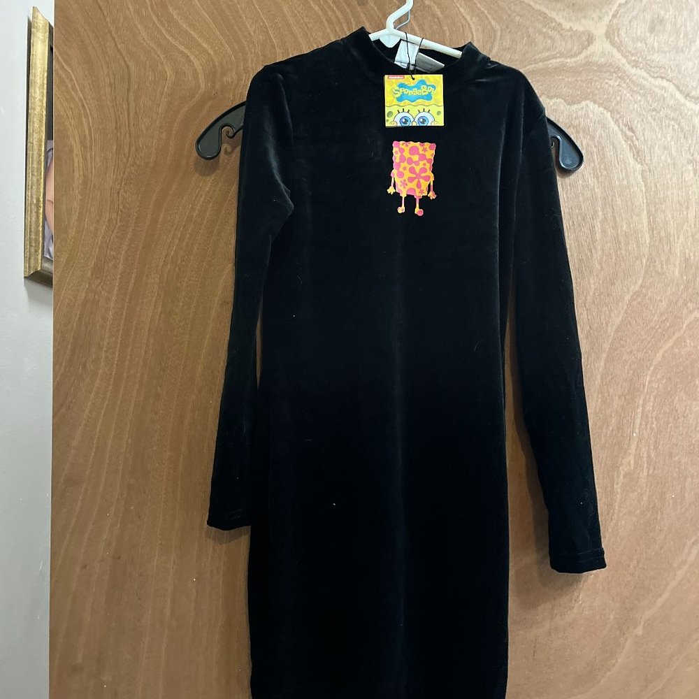 New with tags Nickelodeon Spongebob Black Velvet Dress size 10